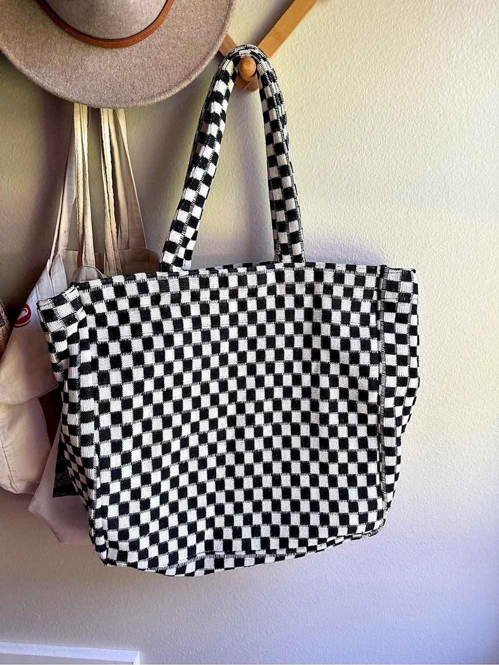 Checkered Tote in Black & White
